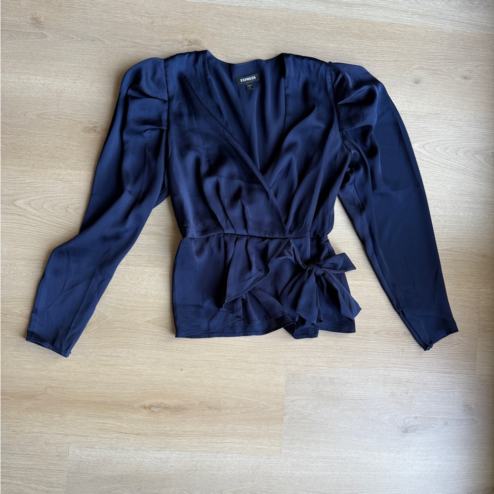 Express Navy Satin Blouse
